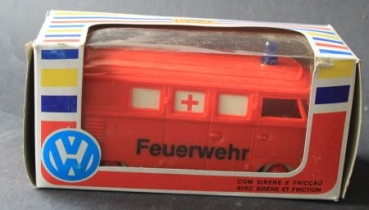 Pepe Volkswagen T1 Feuerwehr-Bus 1965 Plastikmodell mit Friktionsantrieb in Originalbox (9110)